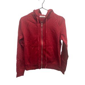 Active Usa Dark Red Zip-Up Hoodie Soft Cotton Blend